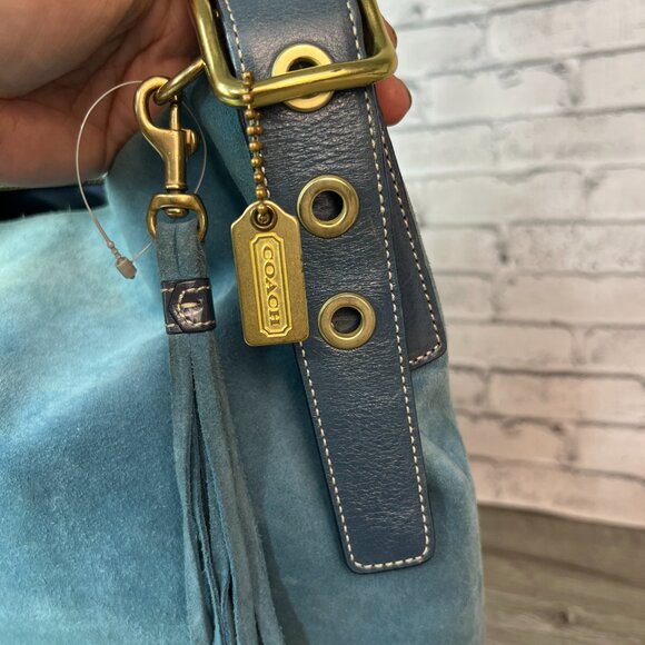 COACH Vintage Legacy Soft Slim Suede Duffle Crossbody 2004 Chambray Blue 1419 - Picture 3 of 8